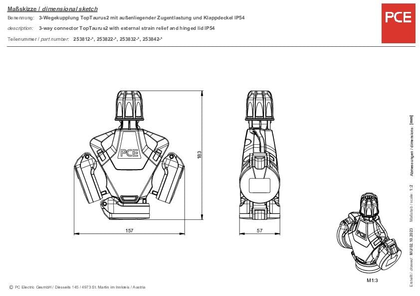 Триконтактний роз'єм PC Electric 253822-ss, IP54