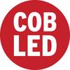 Czerwony okrąg z białym tekstem 'COB LED'.