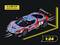 Model samochodu zabawkowego w skali 1:24, w kolorach czerwonym i niebieskim, z logo sponsorów. Wymiary: 19,2 x 8,7 x 6,6 cm.
