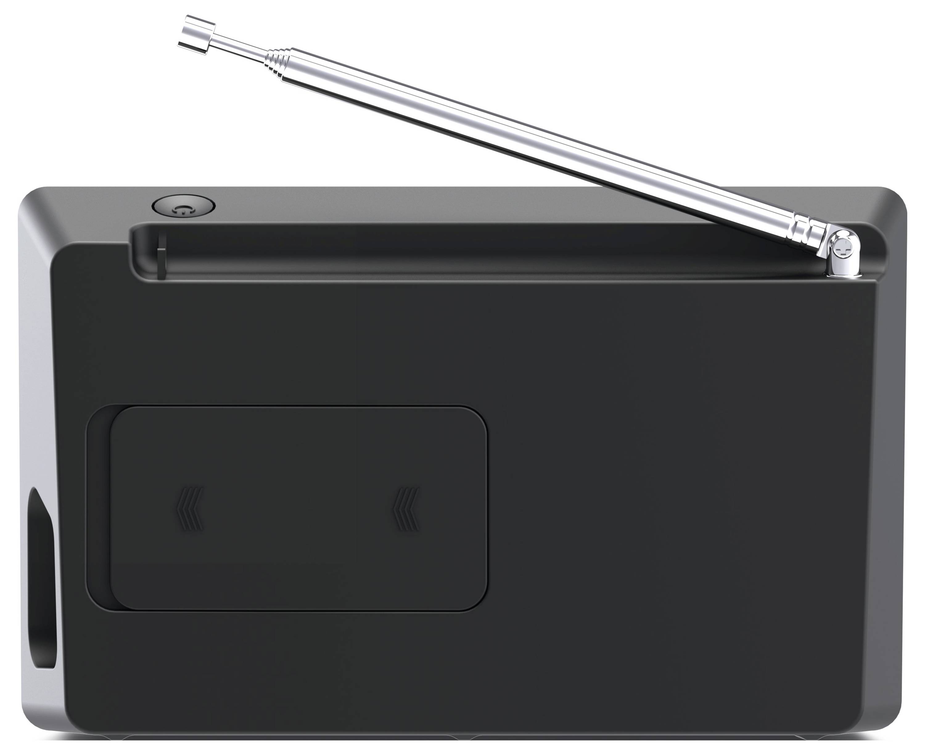 Czarne urządzenie z wysuwaną anteną.