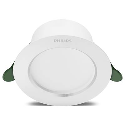 Lampa sufitowa LED Rundumlicht firmy PHILIPS w kolorze białym, przeznaczona do montażu w pomieszczeniach mieszkalnych, z zielonymi zatrzaskami bocznymi.