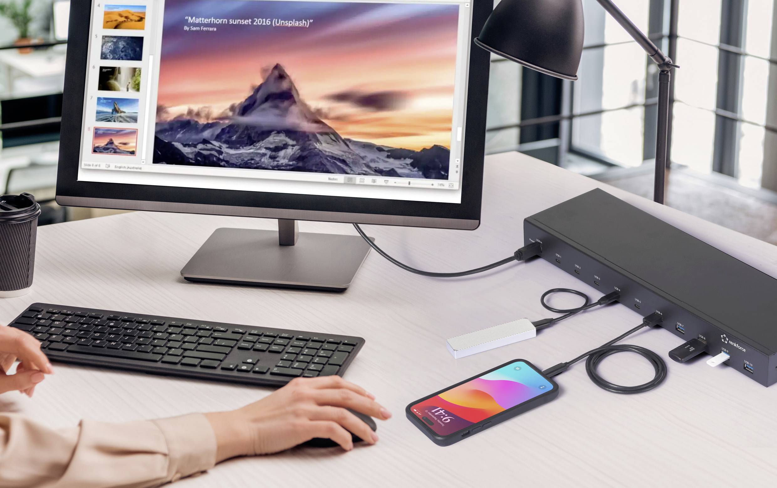 Renkforce RF-6627278 USB-Hub 10 Portów USB-A USB 3.2 Gen2 10 GBit/s do zastosowań przemysłowych, możliwy montaż rack, me-5