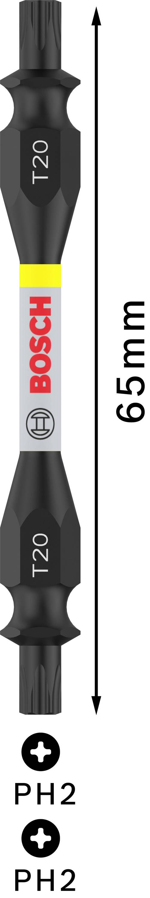 Bit podwójny wkrętak krzyżowy Bosch, długość 65 mm, z dwoma końcówkami PH2