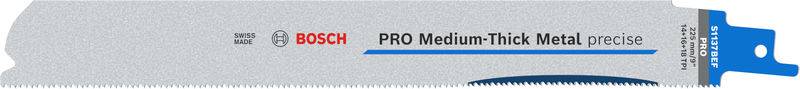 Brzeszczot 'Bosch PRO Medium-Thick Metal' do precyzyjnego cięcia metalu o średniej grubości.