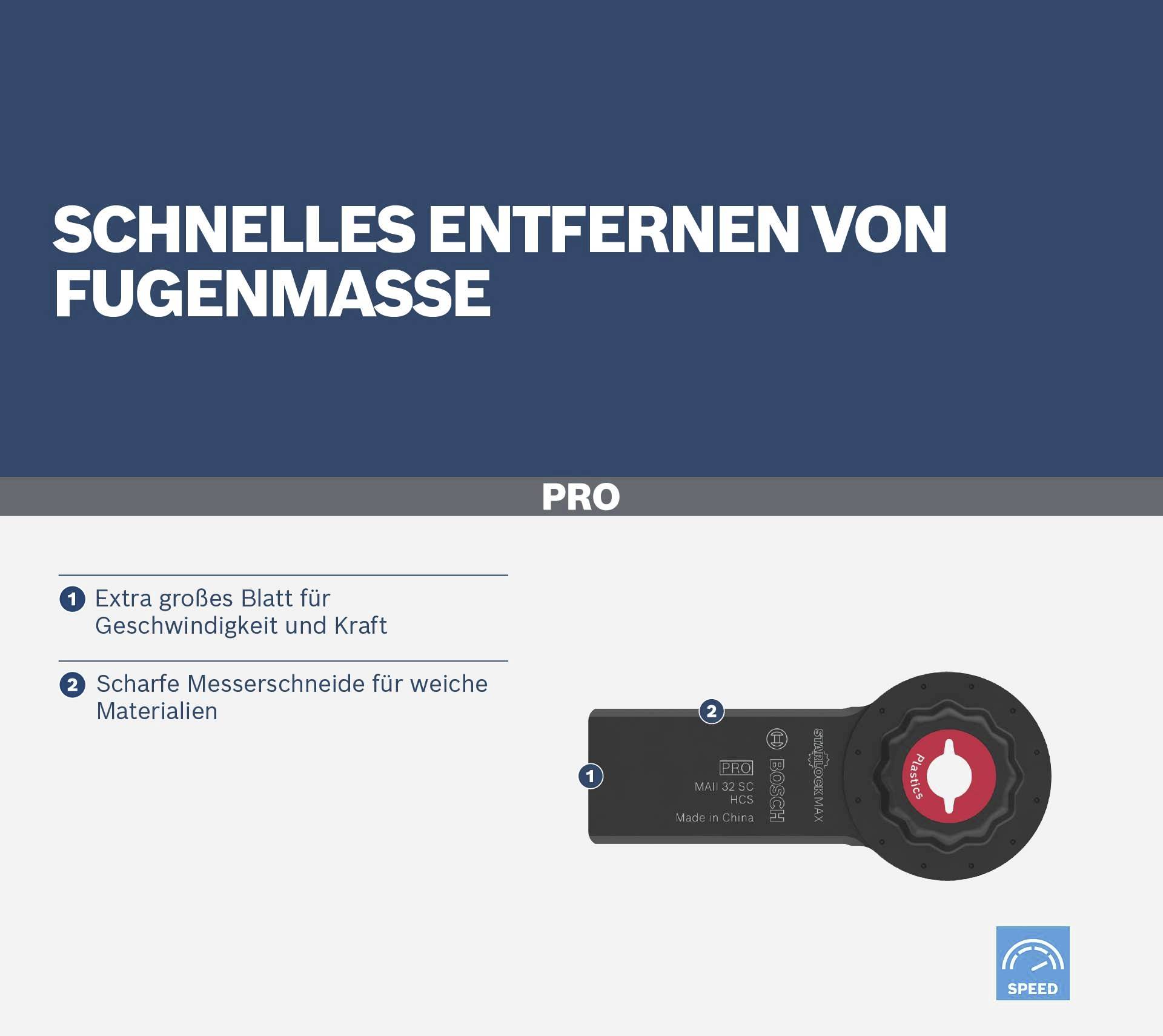 Narzędzie 'PRO'; szybko usuwa masę fugową. Bardzo duże ostrze zapewniające szybkość i siłę, ostra krawędź noża do miękkich materiałów.