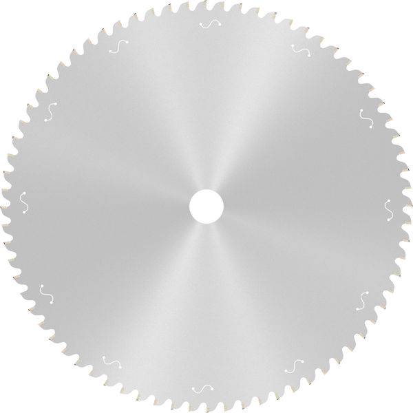 Piła tarczowa z ząbkowanymi krawędziami, ułożona w kształcie koła na białym tle.