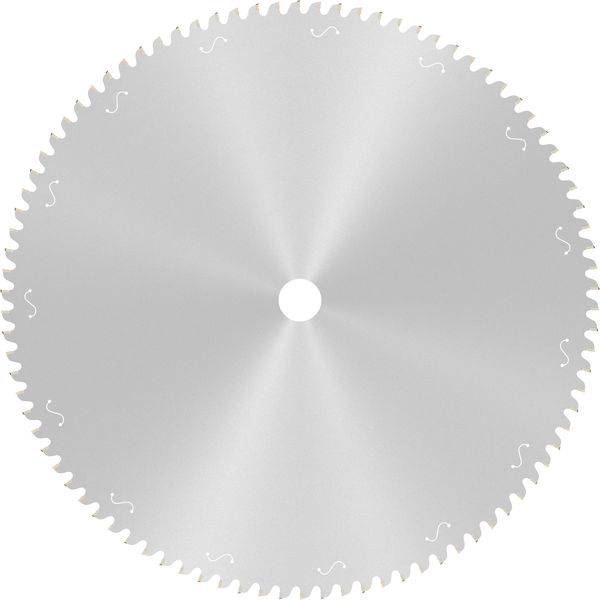 Okrągła metalowa piła z wieloma ostrymi zębami na obwodzie.