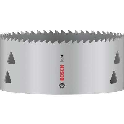 Piła otwornica do metalu z ostrymi, równomiernymi zębami, marka 'Bosch Pro', odpowiednia do precyzyjnego wykonywania otworów w powierzchniach metalowych.