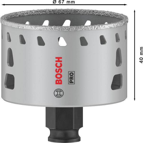 Nakładka do piły tarczowej firmy Bosch o średnicy 67 mm i wysokości 40 mm, przeznaczona do zastosowań profesjonalnych.