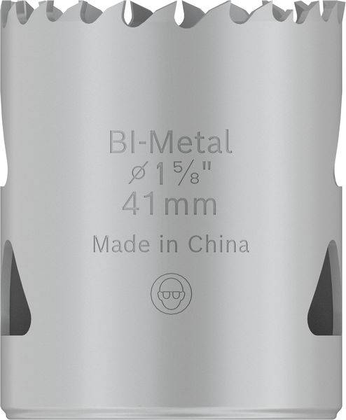 Metalowa piła otwornica o średnicy 41 mm, bimetalowa, produkowana w Chinach.