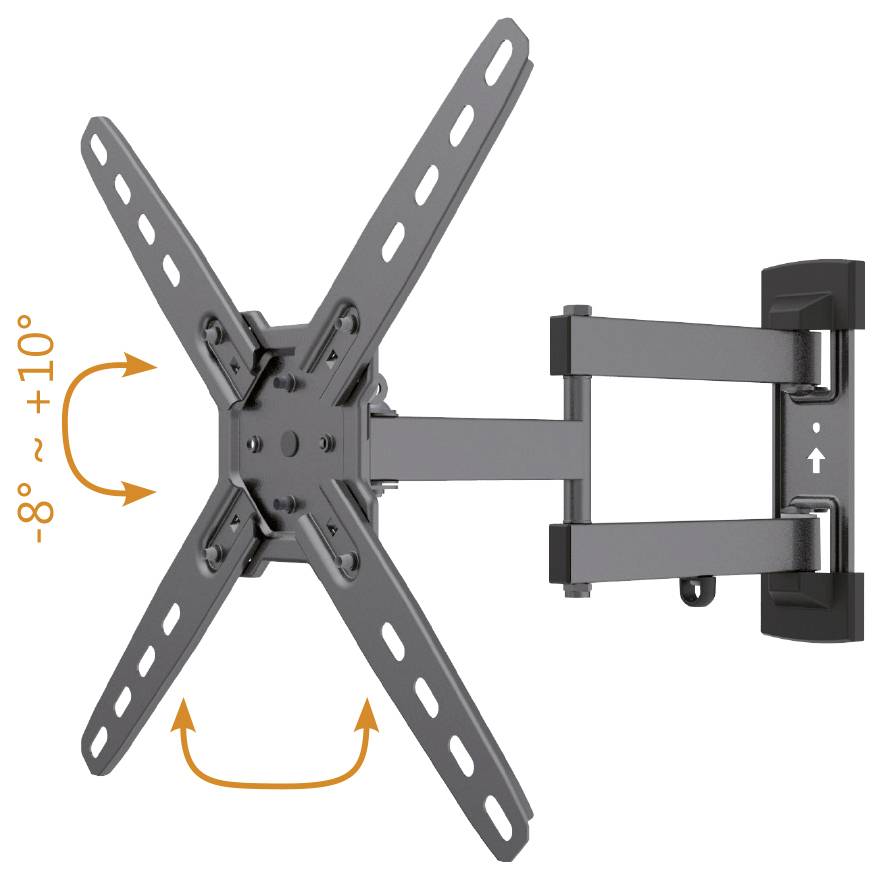 Uchwyt ścienny do telewizora z obrotowymi ramionami i regulowanym przegubem. Odpowiedni do elastycznego ustawienia i dopasowania.