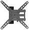 Czarna, solidna ścienna podstawa do telewizora z obrotowymi ramionami, odpowiednia dla telewizorów płaskich, umożliwiająca elastyczne ustawienie na ścianie.