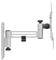 Regulowany metalowy uchwyt ścienny do telewizora, pokazany z boku z lewej strony. Posiada dwa zawiasy i pozwala na regulację wysokości.