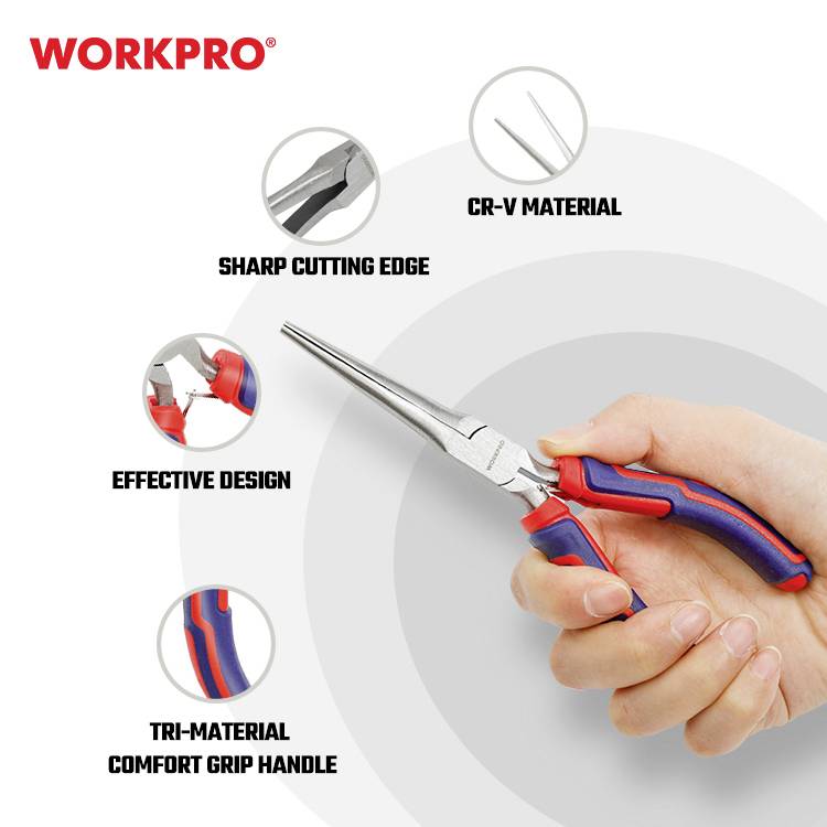 Універсальний виріб WorkPro WP231099 Міні-плоскогубці напівкруглі, хром-ванадієва сталь, 150 мм