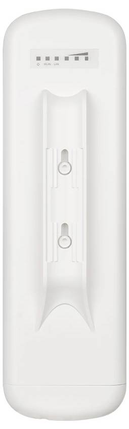 Biały uchwyt z tworzywa sztucznego z dwoma otworami na śruby do montażu ściennego. Powyżej znajduje się prostokąt z kilkoma małymi kwadratami.