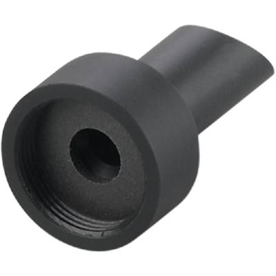 Czarny cylindryczny element z tworzywa sztucznego z otworem, prawdopodobnie końcówka do odkurzacza lub adapter rurowy.