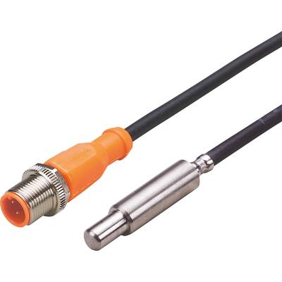 Metalowy cylinder obok przewodu z pomarańczowym złączem. Prawdopodobnie element czujnika lub części elektrycznej.