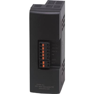 Widok boczny elektrycznego modułu przyłączeniowego z wieloma złączami i pomarańczowymi zaciskami kablowymi.