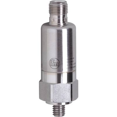 Cylindryczny metalowy korpus z logo 'ifm' i wygrawerowanym tekstem; prawdopodobnie element elektroniczny.