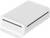 Białe urządzenie elektroniczne z obszarem złącza od spodu, prawdopodobnie przeznaczonym do połączenia danych lub interfejsów.