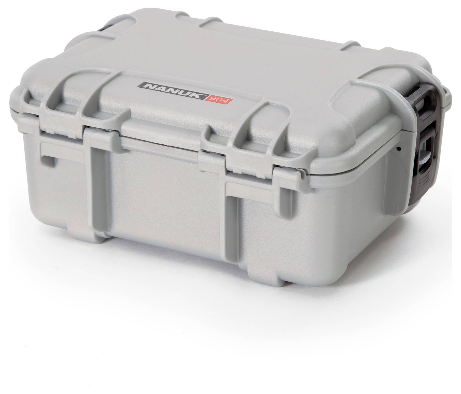 Szary, wytrzymały futerał ochronny z wzmocnionymi narożnikami i uchwytem; idealny do bezpiecznego transportu delikatnych przedmiotów.