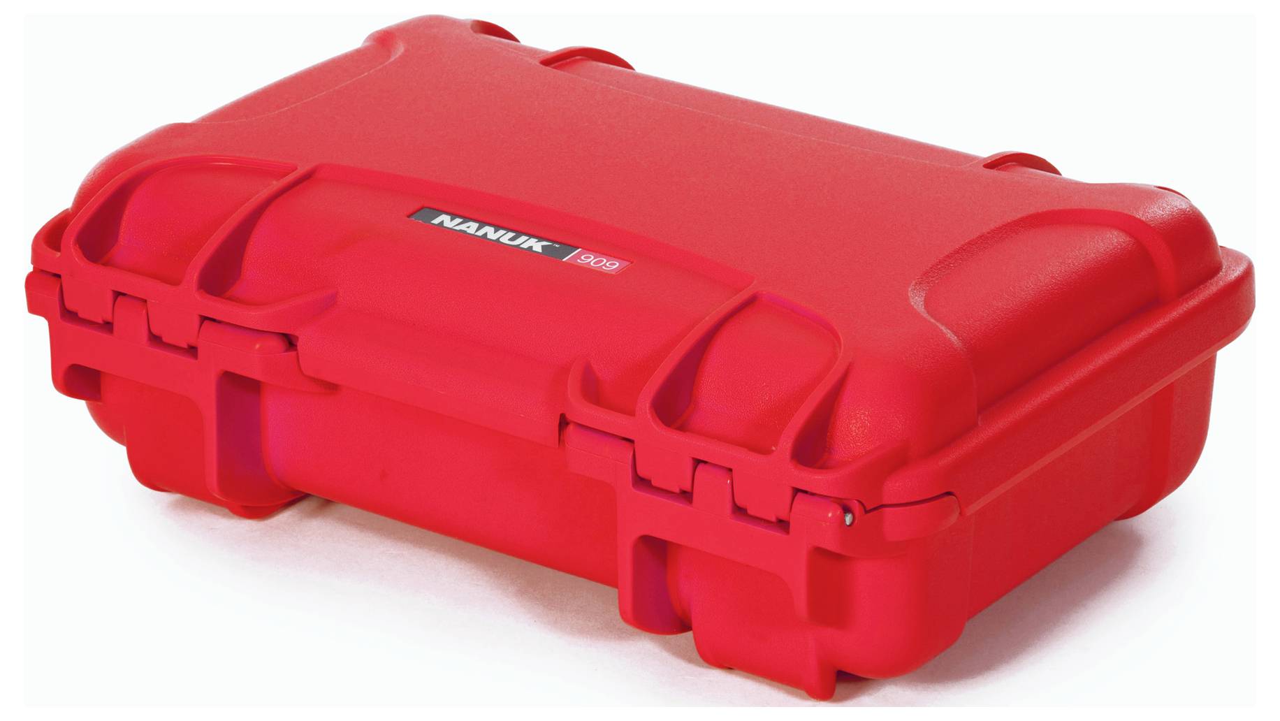 Czerwona, solidna walizka z wzmocnionymi narożnikami i antypoślizgowym uchwytem, idealna do bezpiecznego transportu delikatnych przedmiotów.