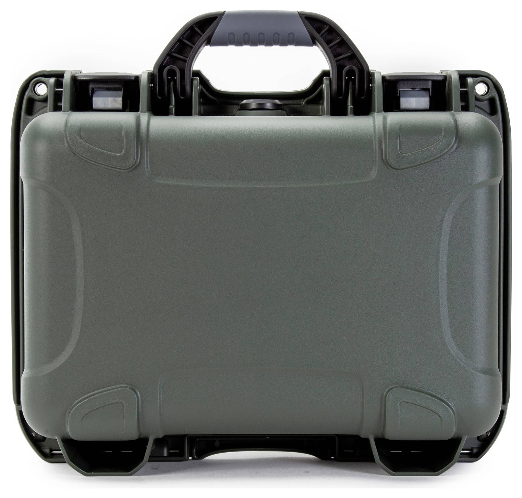 Szary, wytrzymały kufer ochronny z czarną rączką, idealny do bezpiecznego transportu wrażliwego sprzętu.