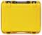 Żółta, wytrzymała walizka z zaokrąglonymi narożnikami, odpowiednia do bezpiecznego transportu i ochrony delikatnych przedmiotów.