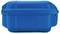 Niebieski, prostokątny, wytrzymały pojemnik z tworzywa sztucznego z pokrywką. Odpowiedni do transportu lub przechowywania.