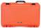 Solidny kufer Nanuk, model 935, w jaskrawooranżowym kolorze z czarną rączką na górze.