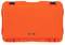 Twardy, pomarańczowy kufer ochronny o wytrzymałej konstrukcji z logo marki na przedniej stronie.