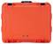 Wytrzymały futerał ochronny w jaskrawym pomarańczowym kolorze z czarną rączką, idealny do bezpiecznego przechowywania i transportu delikatnych przedmiotów.