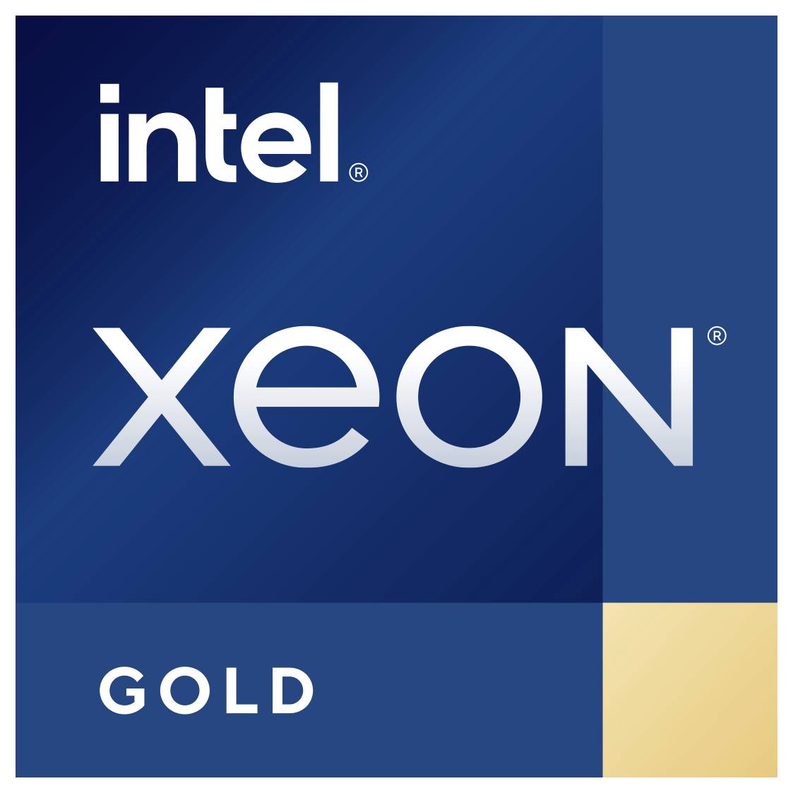 Obraz przedstawia logo 'Intel Xeon Gold'.