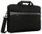 Czarna torba na laptopa z uchwytem do noszenia i odpinowym paskiem na ramię. Torba posiada cienki pasek i logo producenta.