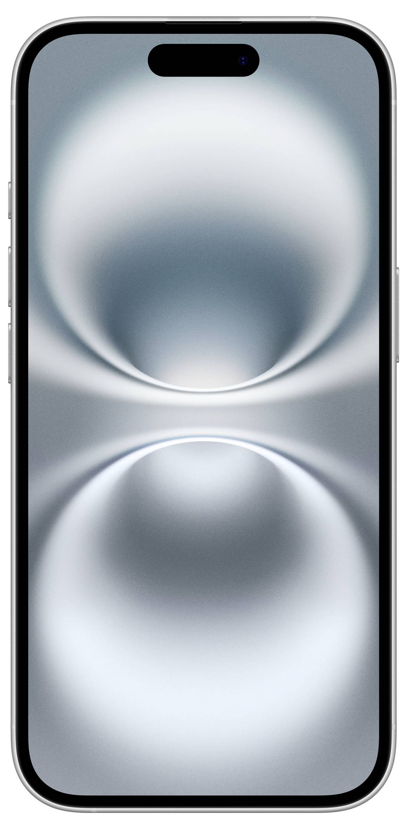 Smartfon z abstrakcyjnym tłem ekranu w miękkich odcieniach błękitu.