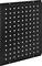 Czarna, prostokątna płyta z równomiernie rozmieszczonymi kwadratowymi otworami.