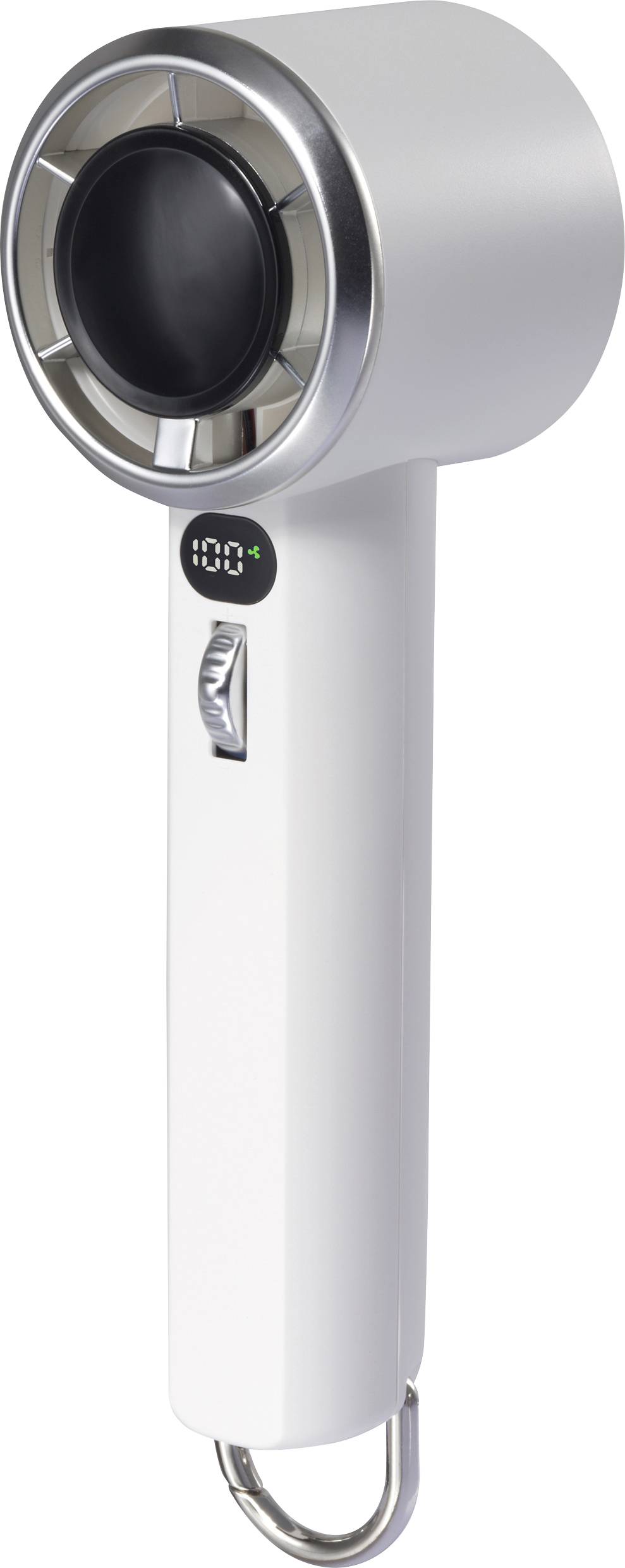 Ручний вентилятор потужністю 5 Вт з білим світлодіодним дисплеєм, доступне живлення від батареї