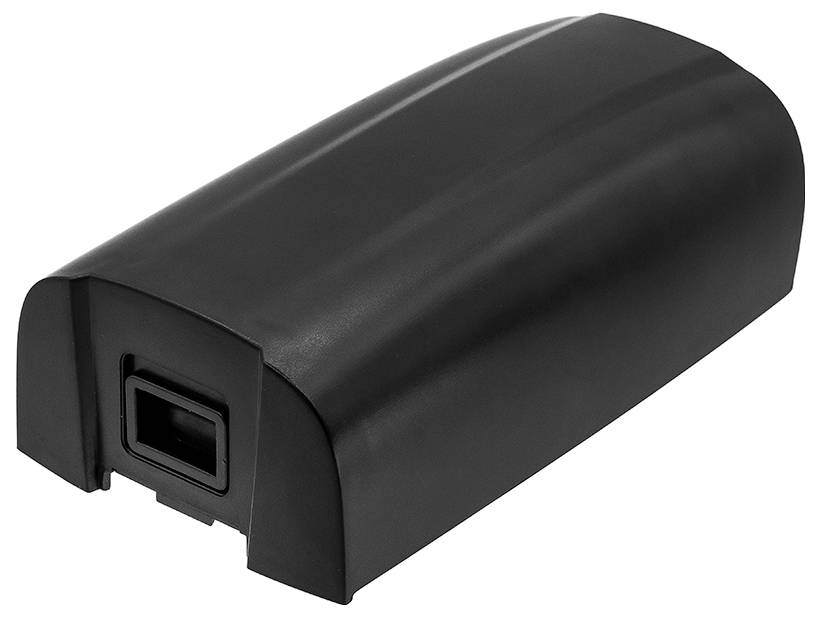 Czarny, kompaktowy akumulator z prostokątnym złączem z przodu. Odpowiedni do urządzeń przenośnych.
