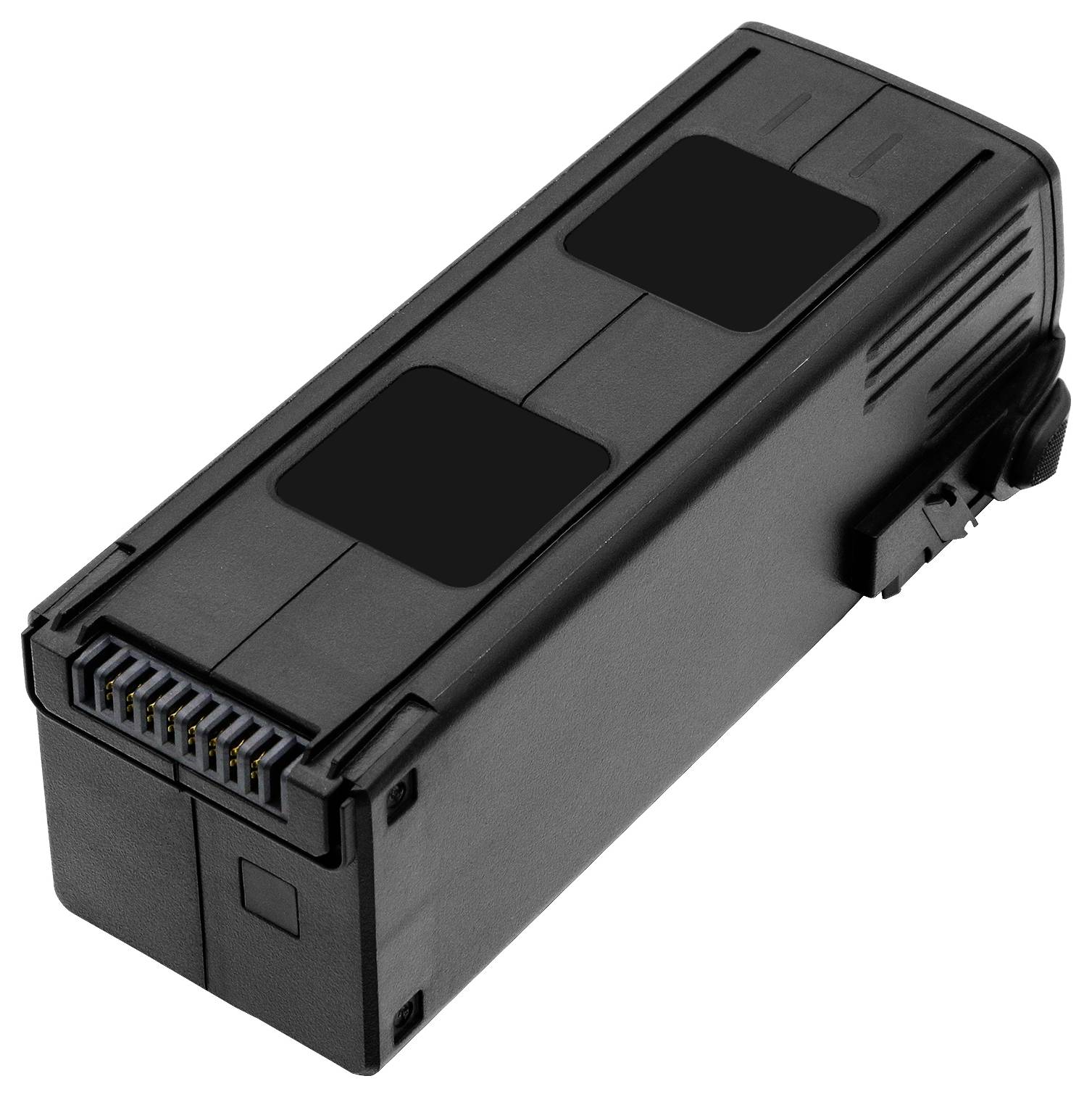 Czarna kaseta drukarska z obudową prostokątną i stykami elektrycznymi z jednej strony, przeznaczona do drukarek atramentowych.