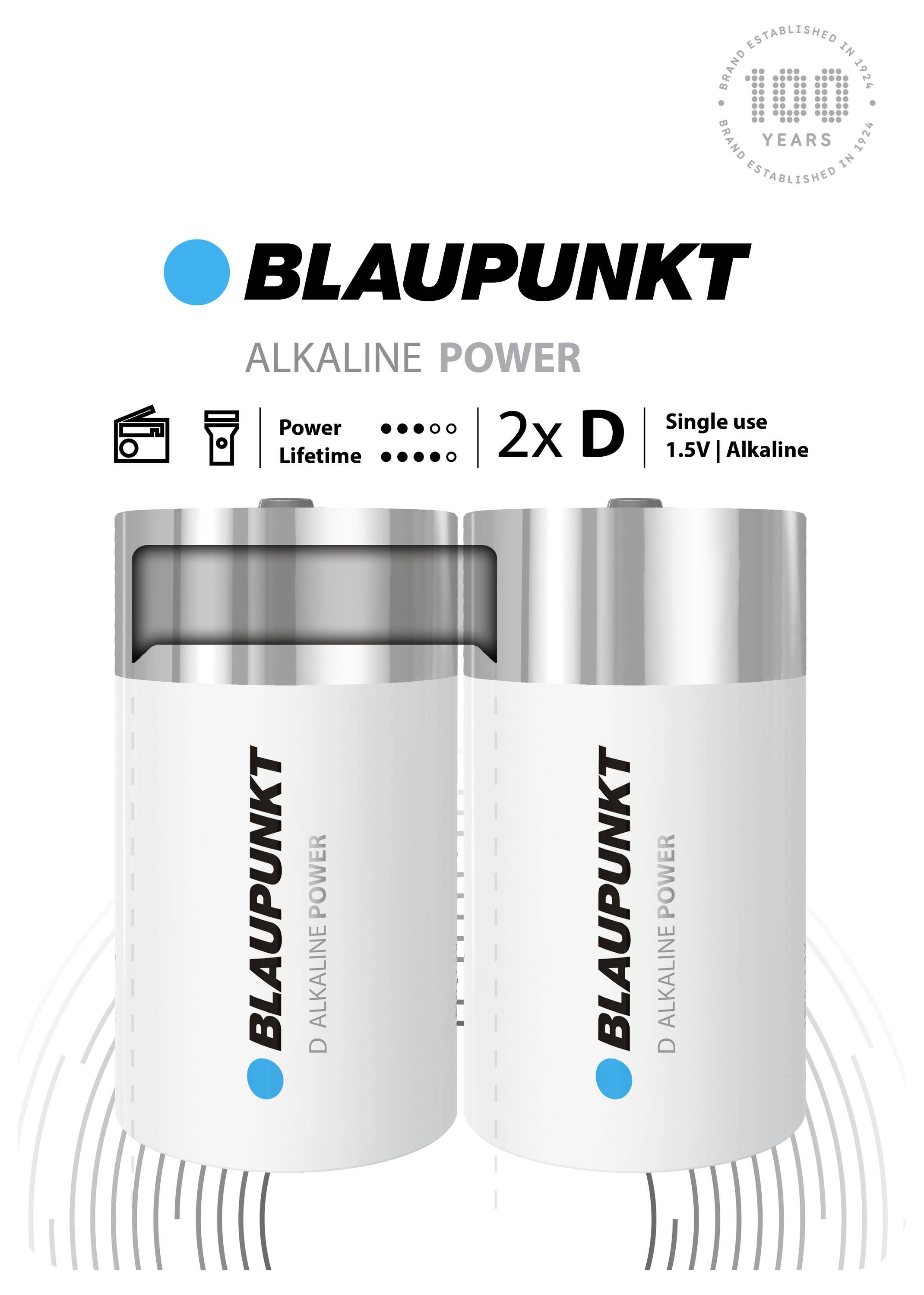 Батарейки Blaupunkt D/R20 лужно-марганцеві 1,5 В, 2 шт.