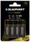 Baterie alkaliczne Blaupunkt Premium, opakowanie 4 szt., 1,5V AA, oferują nawet do 200% więcej energii. Czarne opakowanie z niebiesko-żółtymi akcentami.