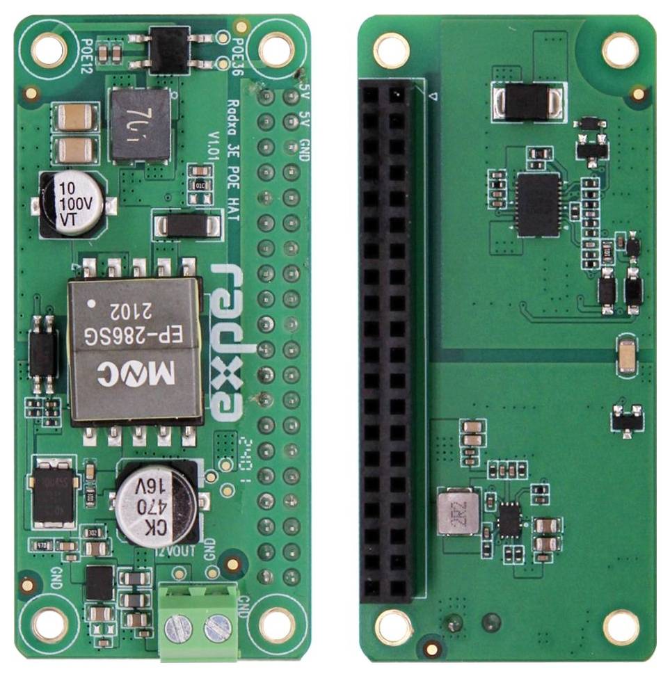 Dwie zielone, podłużne płytki drukowane z elementami elektronicznymi i złączami. Po lewej stronie widnieje napis 'redex' białą czcionką.