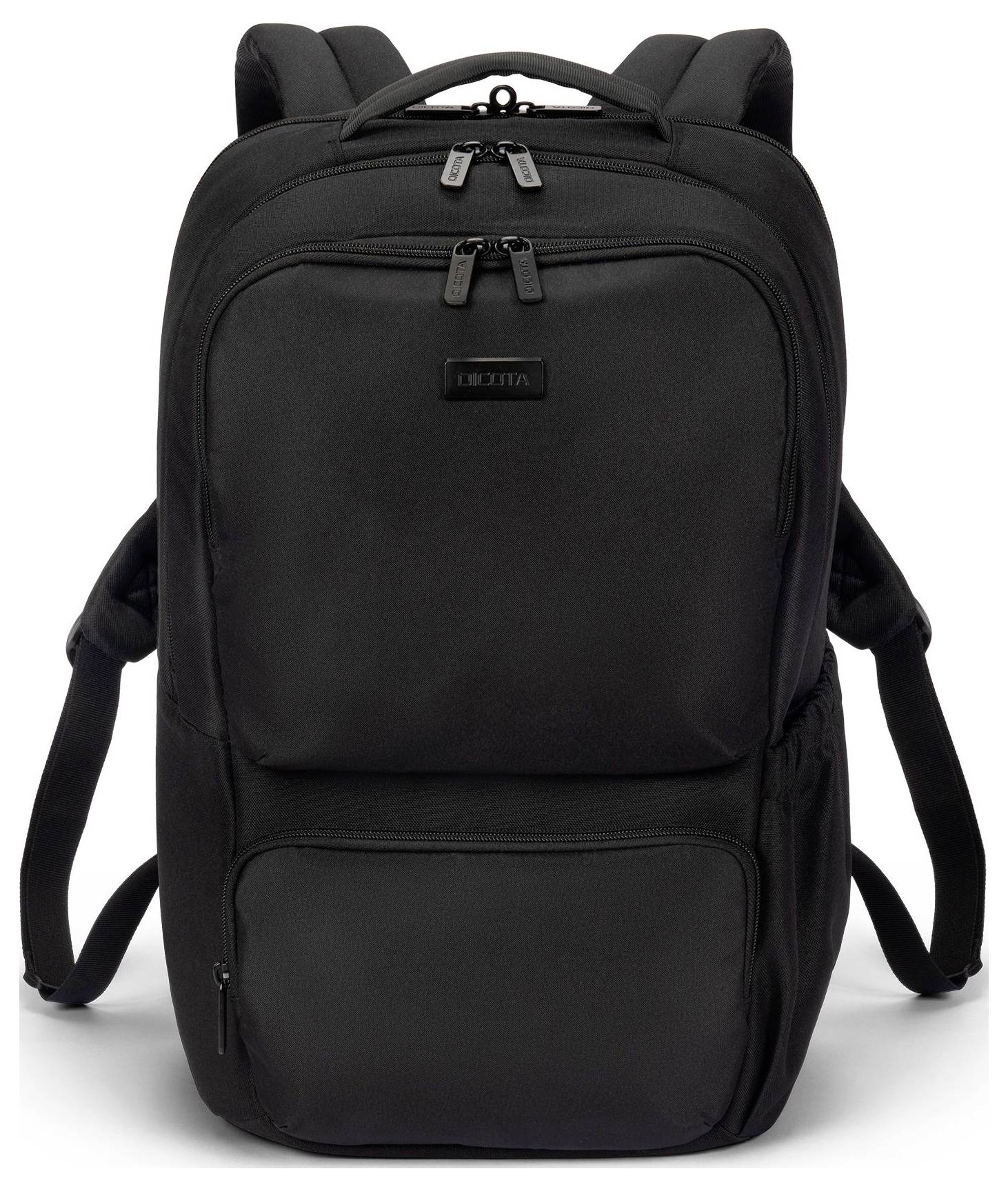 Czarny plecak z wieloma kieszeniami na zamek błyskawiczny oraz regulowanymi paskami na ramiona. Idealny do podróży lub codziennego użytku.