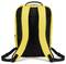 Żółty plecak z wyściełanymi, czarnymi paskami na ramiona. Widok od tyłu podkreśla jego stabilną strukturę i wytrzymałość.