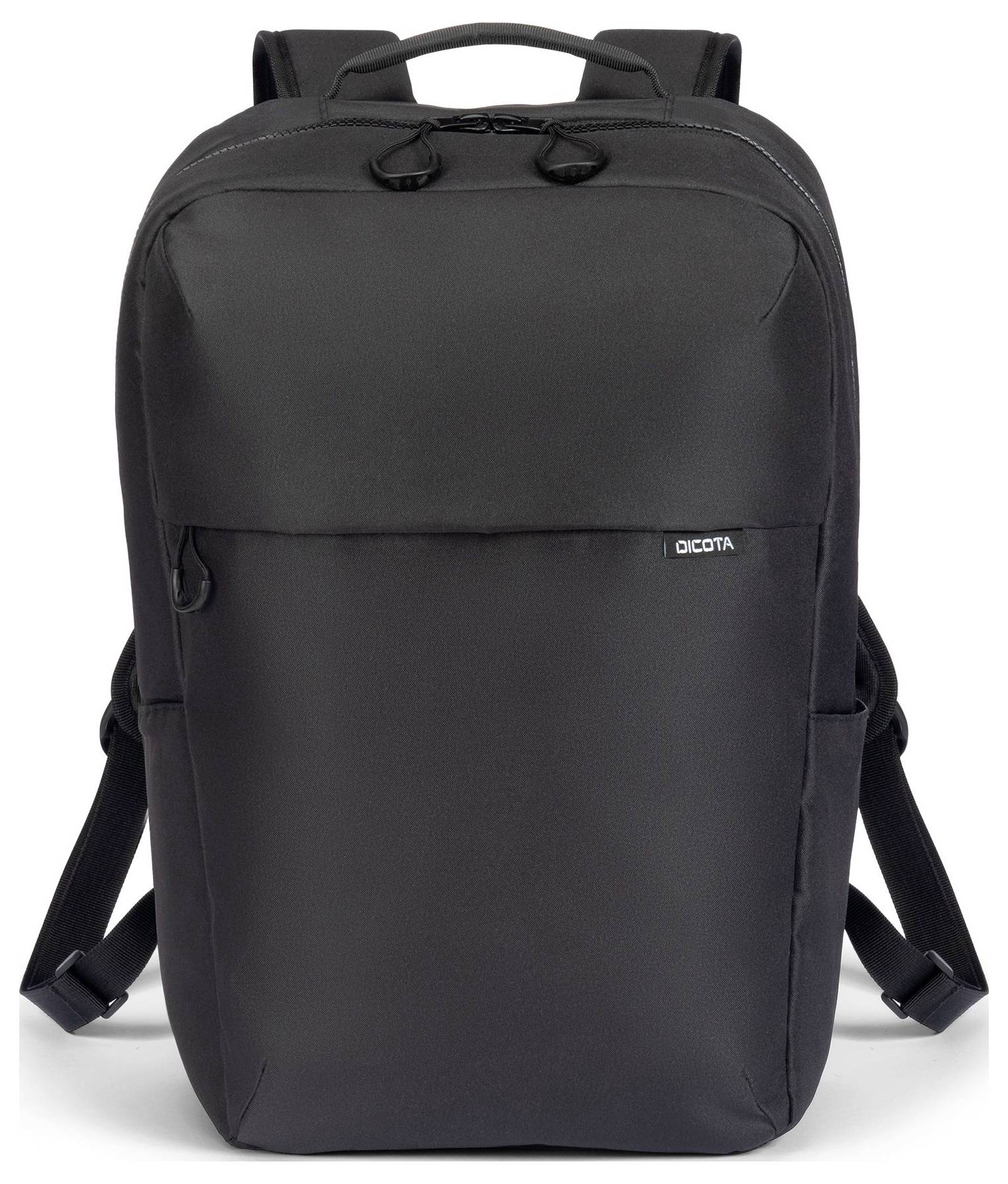 Czarny plecak o prostym designie, z dwoma zamkami górnymi i nadrukiem logo marki. Odpowiedni do codziennego użytku.