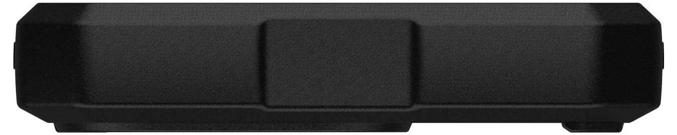 Czarna, prostokątna obudowa o płaskiej konstrukcji, przeznaczona do przechowywania lub transportu mniejszych urządzeń elektronicznych lub narzędzi.