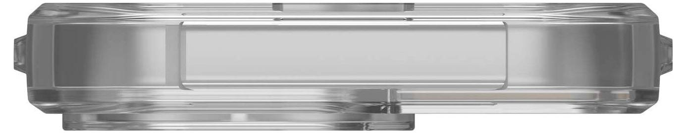 Przezroczyste, prostokątne pudełko z tworzywa sztucznego, widok z góry.