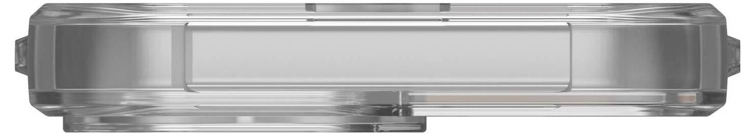 Przezroczysta, prosta, prostokątna obudowa o zaokrąglonych narożnikach, widziana z góry.