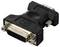 Adapter DVI na VGA, czarna obudowa z tworzywa sztucznego, umożliwia podłączenie wyjścia DVI do wejścia VGA w monitorach.