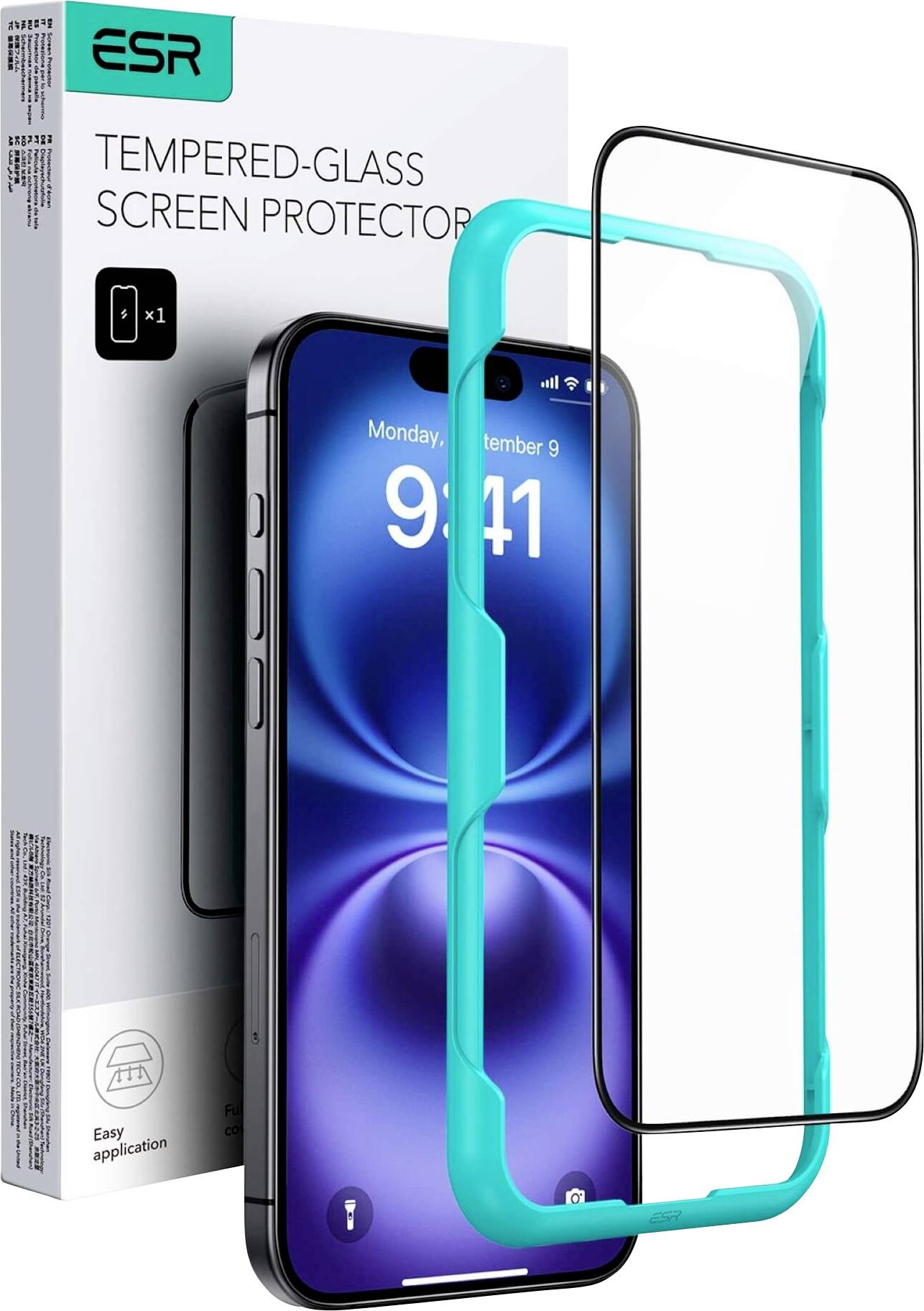 Захисне скло ESR для Apple iPhone 16, iPhone 15, 1 шт., стійке до відбитків пальців та подряпин, 1D73300201